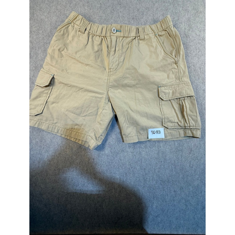 Tommy Bahama Relax Mens Khaki Cotton Cargo Shorts Tan Elastic Waist Large